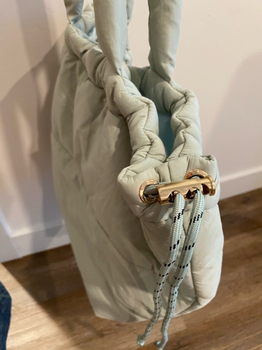 Anthropologie Quilted Puffer Shoulder Bag in Sage